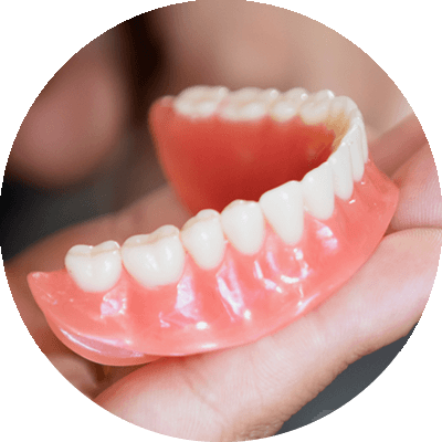 traditional denture model placed on counter
