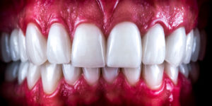 A set of full mouth dental implants after placement.